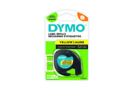 Dymo 91202 LetraTag Plastic Tape 12mm x 4m Yellow S0721620