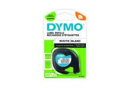 Dymo LetraTag Plastic Tape 12mm x 4m White PRL S0721660