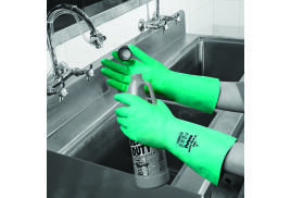 Polyco Nitri-Tech III Flock Lined Nitrile Synthetic Rubber Glove Size 9 Green 926