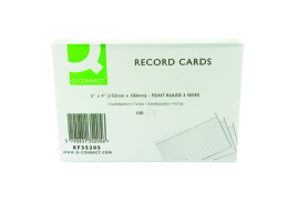 Q-Connect Record Card 152x102mm Ruled Feint White (Pack of 100) KF35205