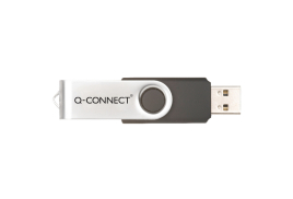 Q-Connect Silver/Black USB 2.0 Swivel 16Gb Flash Drive KF41513