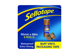 Sellotape Vinyl Case Sealing Tape 50mmx66m Brown (6 Pack)