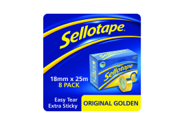 Sellotape Original Golden Tape 18mm x 25m (8 Pack)