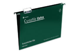 Rexel Crystalfile Extra 15mm Suspension File Green (Pack of 25) 70628