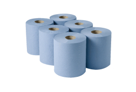 2Work 3-Ply Centrefeed Roll 135m Blue (Pack of 6) 2W00083