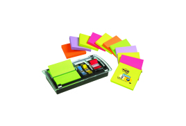 Post-it Designer Combi Note Dispenser with Z-Notes and Index Tabs Black DS100-VP