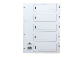 Concord Classic Index 1-5 A4 White Board Clear Mylar Tabs 00501/CS5
