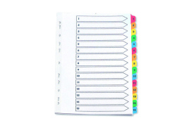 Q-Connect 1-15 Index Multi-punched Reinforced Board Multi-Colour Numbered Tabs A4 White KF01520