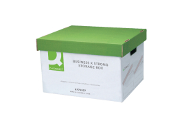 Q-Connect Extra Strong Business Storage Box W327xD387xH250mm Green and White (Pack of 10) KF75007