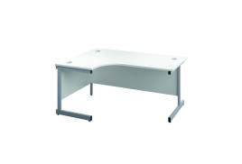 First Radial Left Hand Desk 1800x1200x730mm White/Silver KF803157