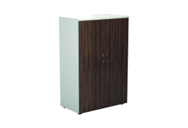 Jemini Wooden Cupboard 800x450x1200mm White/Dark Walnut KF810292