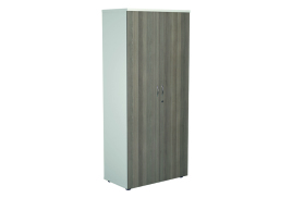 Jemini Wooden Cupboard 800x450x1800mm White/Grey Oak KF810728
