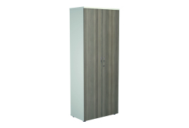 Jemini Wooden Cupboard 800x450x2000mm White/Grey Oak KF811121