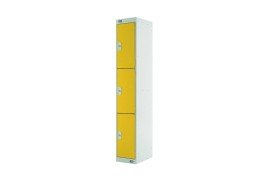 Three Compartment Locker 300x300x1800mm Yellow Door MC00018