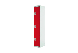 Three Compartment Locker 300x450x1800mm Red Door MC00053