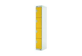 Four Compartment Locker 300x450x1800mm Yellow Door MC00060