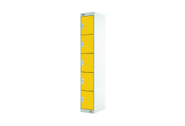 Five Compartment Locker 300x450x1800mm Yellow Door MC00066