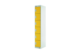 Six Compartment Locker 300x450x1800mm Yellow Door MC00072