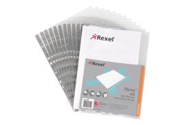 Rexel Nyrex Premium Left Opening Pocket A4 Grey Spine Glass Clear (Pack of 25) 12203