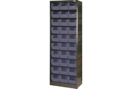 Metal Bin Cupboard With 30 Polypropylene Bins Dark Grey Black 371834