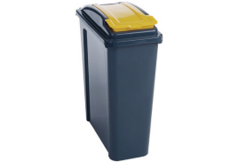 VFM Recycling Bin With Lid 25 Litre Yellow (Dimensions: 190 x 400 x 510mm) 384283
