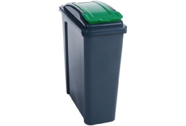 VFM Recycling Bin With Lid 25 Litre Green (Dimensions: W190 x D510 x H400mm) 384284
