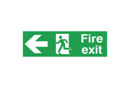 Safety Sign Fire Exit Running Man Arrow Left 150x450mm PVC FX04311R
