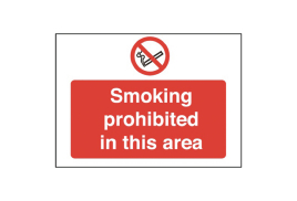 Safety Sign Smoking Prohibited in This Area 450x600mm PVC P35Z/R