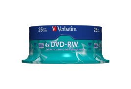 Verbatim DVD-RW 4x Non-Printable 4x 4.7GB (Pack of 25) 43639