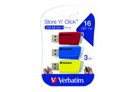 Verbatim Store and Click USB 3.2 16GB (Pack of 3) 49306