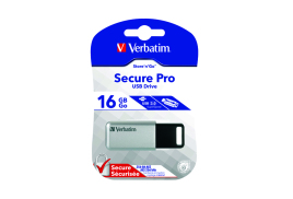 Verbatim Secure Pro USB 3.0 Flash Drive 16GB Silver/Black 98664