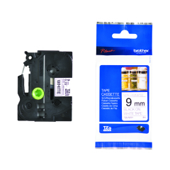 Brother Black On Matt White Label Tape 9mm x 8m - TZEN221 Image