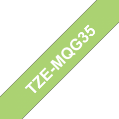Brother White On Lime Green Label Tape 12mm x 5m - TZEMQG35 Image