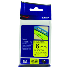 Brother Black On Yellow Label Tape 6mm x 8m - TZE611 Image