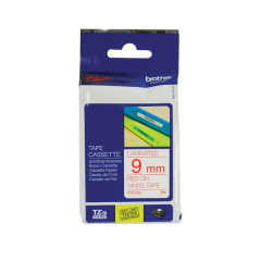 Brother Red On White Label Tape 9mm x 8m - TZE222 Image