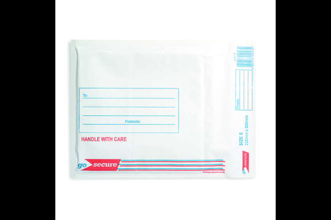 Gosecure Document Envelope GoSecure Bubble Envelope Size 5 205x245mm White Pack of 100 KF71450