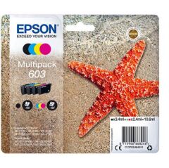Epson 603 Starfish Black CMY Standard Capacity Ink Cartridge 3.4ml 3x 2.4ml Multipack - C13T03U64010 Image
