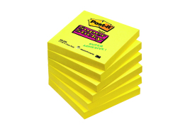 Post-it Notes Super Sticky 76x76mm Ultra Yellow 90 Sheets (Pack of 6) 654-S6