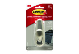 3M Command Brushed Nickel Metal Hanging Hook And Adhesive Strips Large FC13-BN-ES