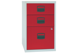 Bisley 3 Drawer Home Filing Cabinet A4 413x400x672mm Grey/Red PFA3-8794