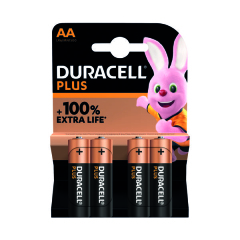 Duracell Plus AA Battery Alkaline 100% Extra Life (Pack of 4) 5009370 Image