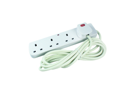4-Way 13 Amp 2 Metre Extension Lead White with Neon Light CEDTS4213M