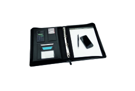 Monolith Leather Look Zipped Ring Binder With A4 Pad A4 Black 2827