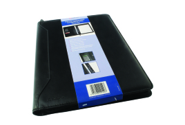 Monolith Leather Look Conference Folder With A4 Pad and Calculator Black 2914
