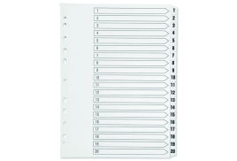 Q-Connect 1-20 Index Multi-punched Polypropylene White A4 KF01356