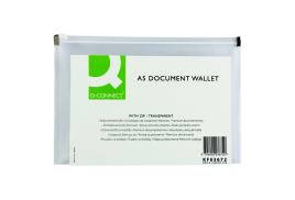 Q-Connect Document Zip Wallet A5 Transparent (Pack of 10) KF03672