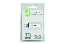 Q-Connect Silver/Black USB 3.0 Slider 64Gb Flash Drive 43202005 KF16371
