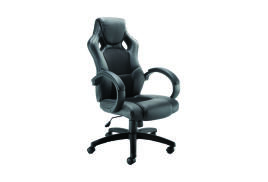 Arista Bolt Executive Racing Chair 620x670x1080-1170mm Leather Look and Mesh Back Black KF73591