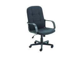 Jemini Jack 2 Executive Swivel Chair with Fixed Arms 620x600x1020-1135mm Fabric Charcoal KF79889