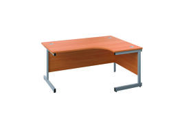First Radial Right Hand Desk 1600x1200x730mm Beech/Silver KF803041